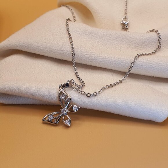 Dainty Butterfly Beautiful 925 Silver Plated Necklace for Women, INDN8640 - Picture 3 of 8